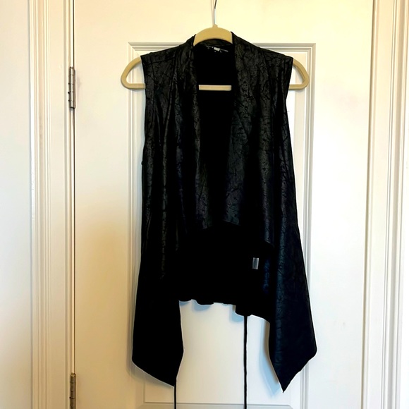 Skies Are Blue Tops - Skies Are Blue Black Faux Leather Belted Vest - Women’s Size Small